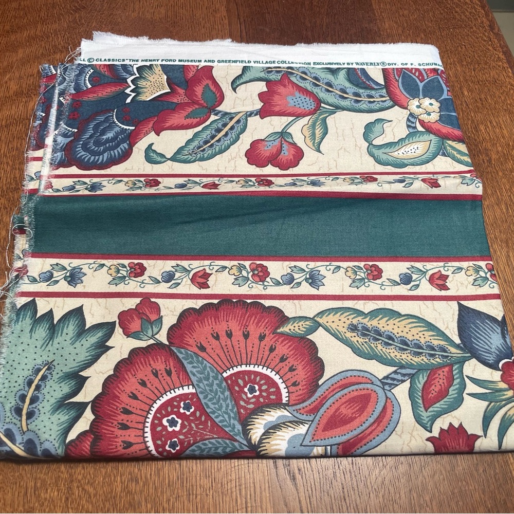 Vintage Schumacher Waverly Floral Fabric Henry Ford Museum Exclusive Made in USA